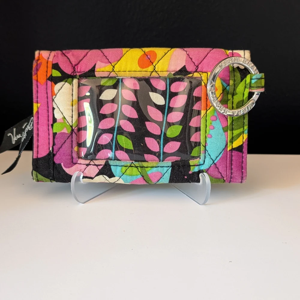 Vera Bradley Multicolored Quilted Mini Wallet with  Key Ring and Push Lock